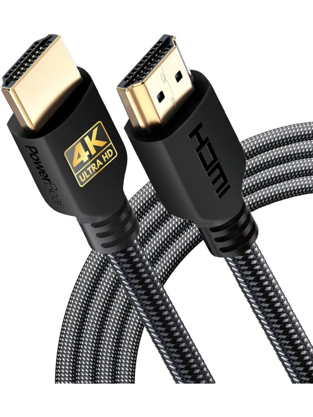 High-Speed 4K HDMI Cable 10ft - Braided Nylon, Gold Connectors, Ultra HD, 2 Pack